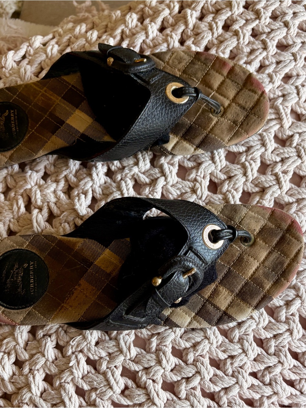 Burberry Brown and Black Quilted Monogram Leather Logo Patch